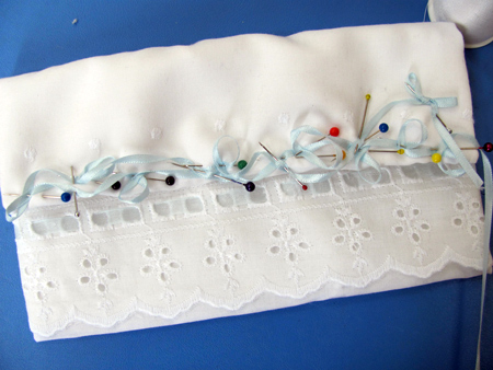 embellishing a bridal clutch