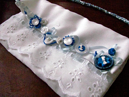 pretty button embellished bridal clutch by Jen Goode