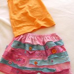 DIY recycled t-shirt button skirt by Jen Goode