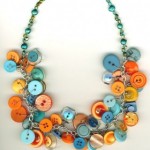Orange and Blue Button Necklace