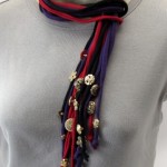Button Embellished Lariat Style T-Shirt Necklace