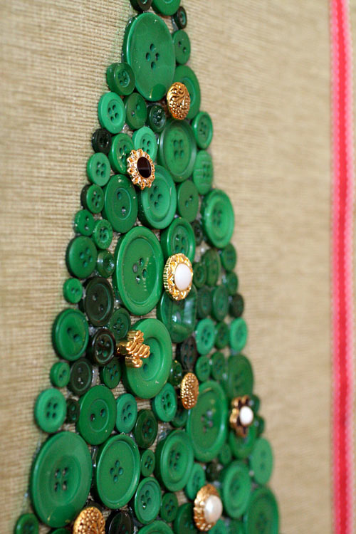 Christmas tree button collage close up