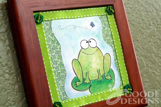 Happy Frog and Fly wall decor with button accents by Jen Goode