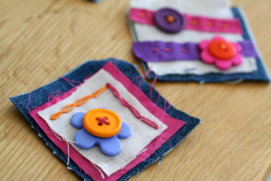 make cute button art with fabric and buttons