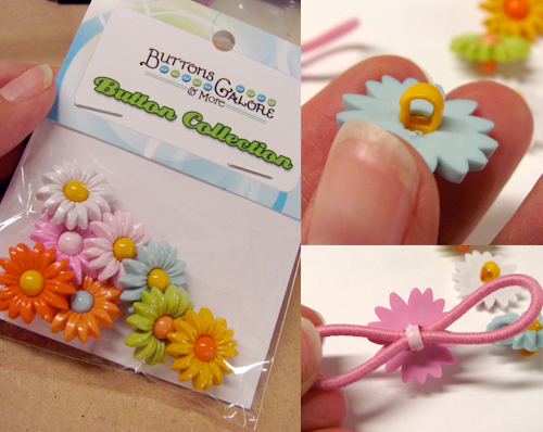Make a ponytail holder using buttons
