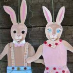 hand painted bunnies with buttons