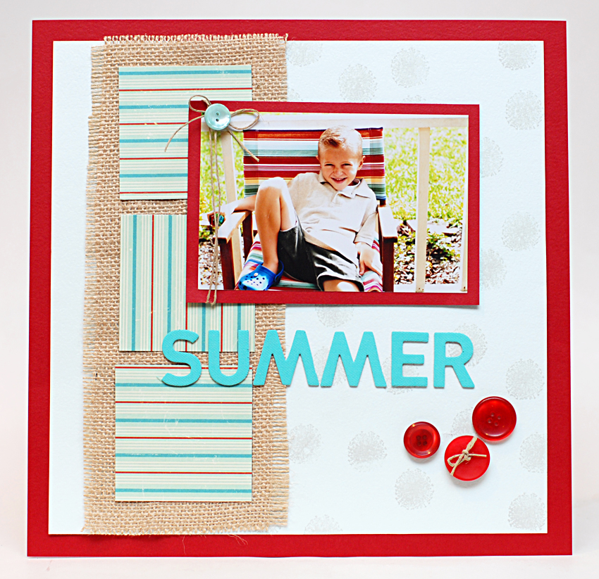 Buttons & Burlap Scrapbook Page - Keri Lee Sereika