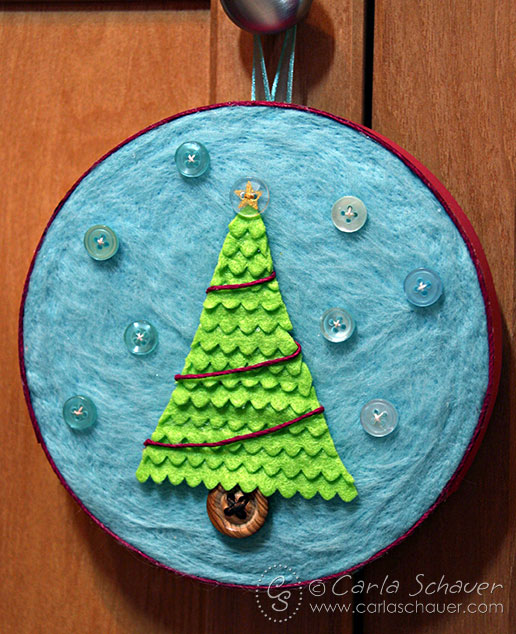 Styrofoam and Button needlefelted scene