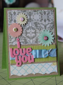 handmade I love you card idea with brads