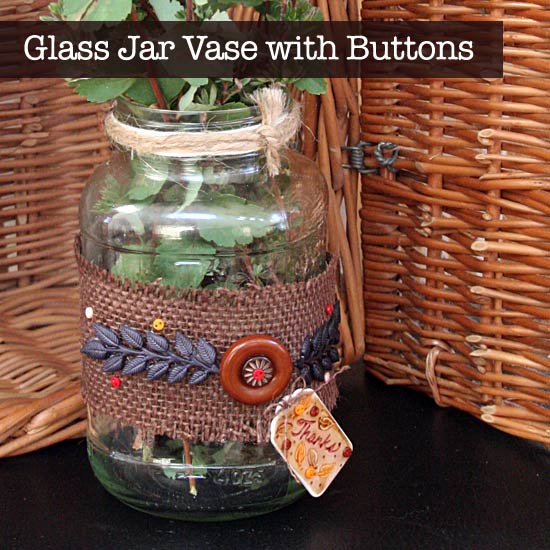 Glass jar vase with buttons