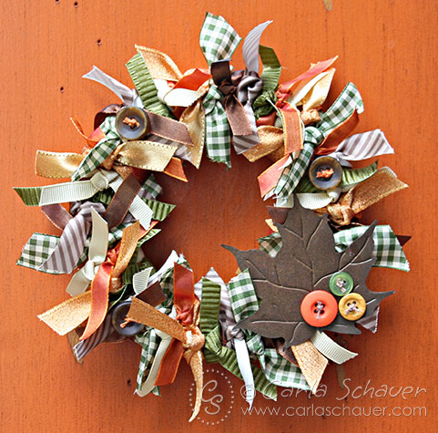 Fall Ribbon Wreath with Button Accents