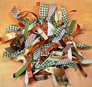 Ribbons tied on Ribbon Wreath with Buttons