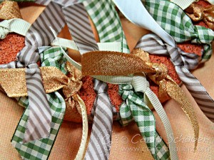 Tying Ribbons onto Ribbon Wreath with Buttons