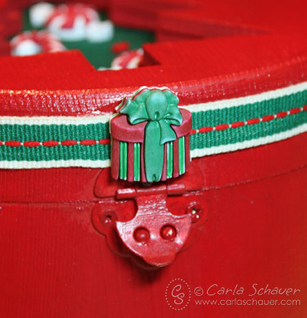Button Embellished Holiday Candy Gift Box Front
