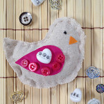 Pretty button embellished bird by Jen Goode