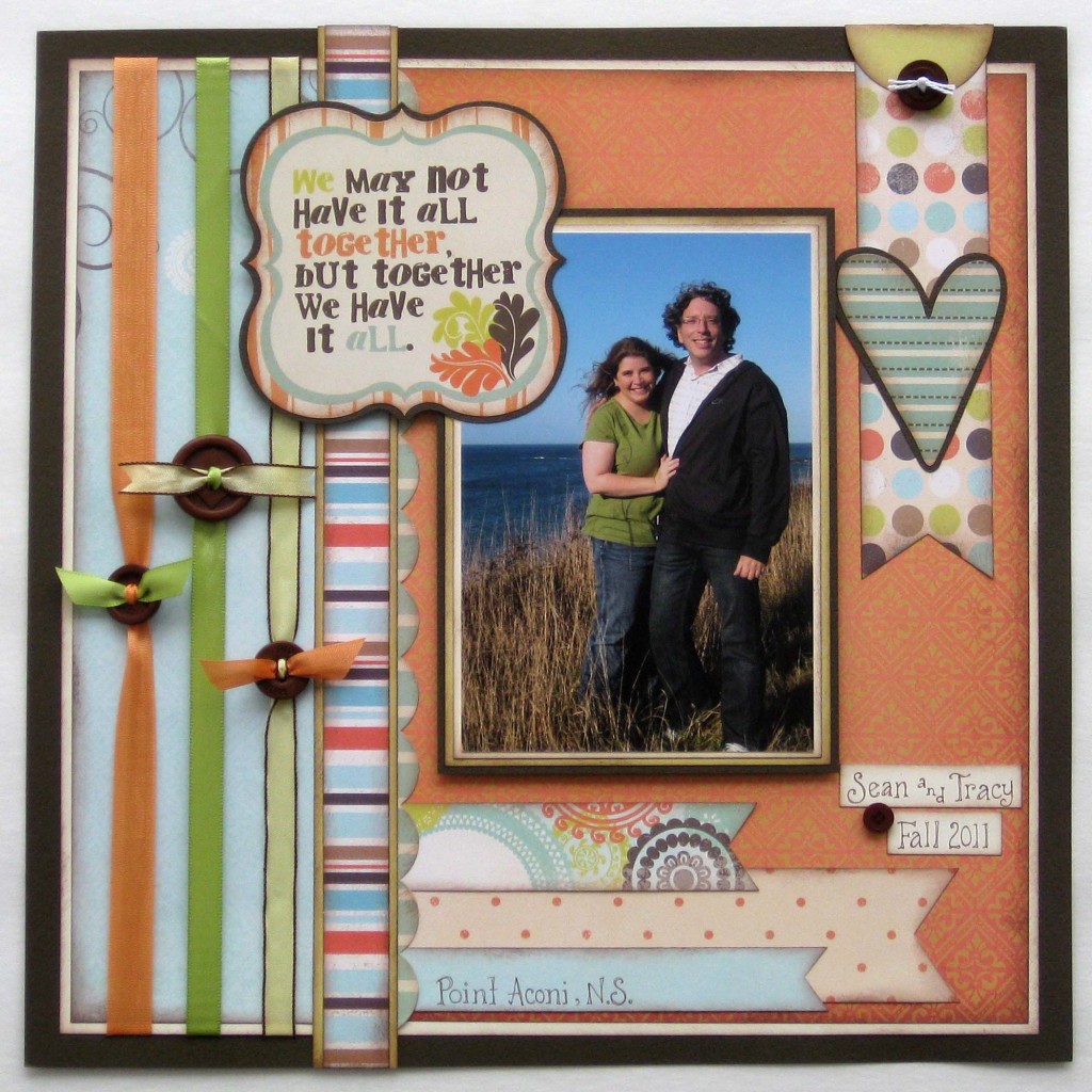 scrapbook page idea with button border
