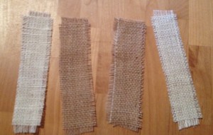 Burlap strips for Halloween Napkin Rings