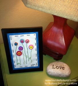 Framed Stiched Button Flowers