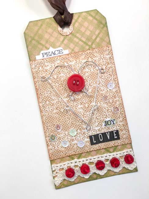 Embellished Christmas Gift Tag by Nancy Nally for Buttons Galore & More