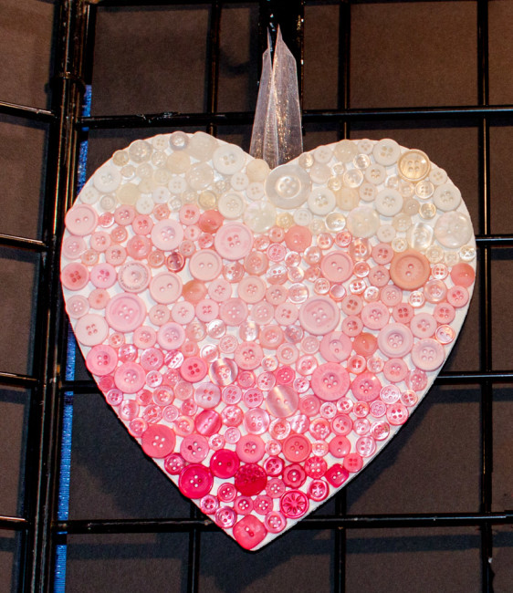 Ombre Heart wall art made with Buttons Galore buttons