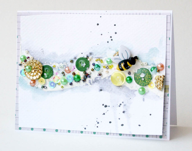 Mixed Media spring card by Ashli Oliver for Buttons Galore