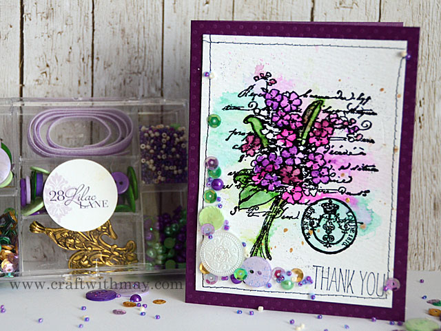 28 Lilac Lane card with watercolor