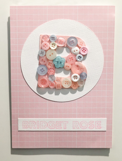 Button Monogram Baby Card