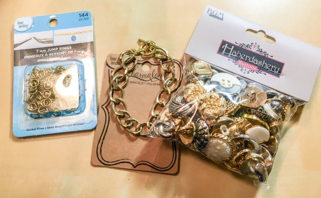 Gold Button Charm Bracelet Supplies