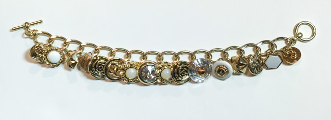 gold button charm bracelet