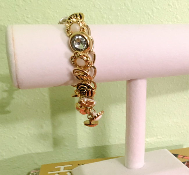 gold button charm bracelet
