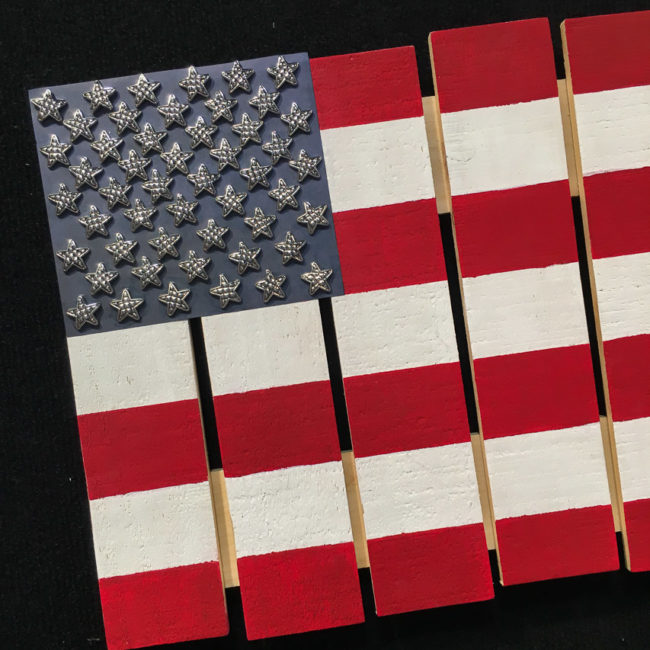 Easy Pallet Flag project by Nancy Nally for Buttons Galore