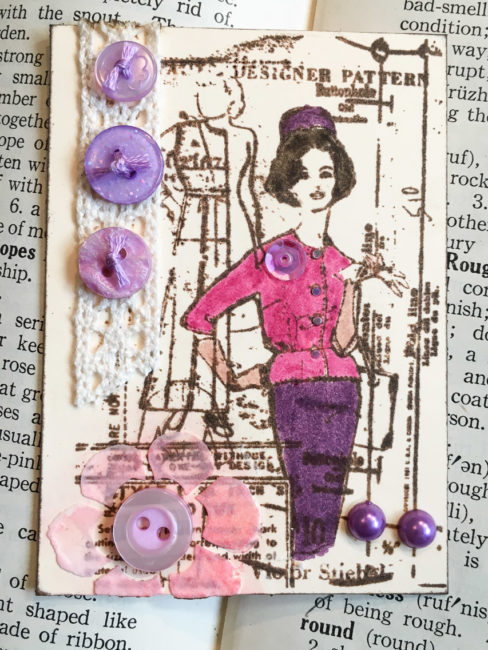 Feminine Artist Trading Card with Buttons