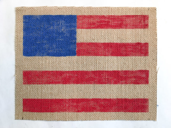 Painted Rustic Flag on Burlap