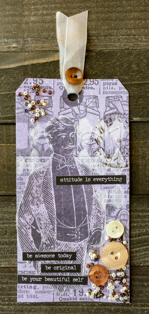 Mixed Media Tag by Nancy Nally featuring 28 Lilac Lane embellishment kits 