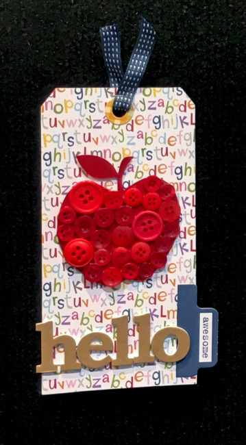 Back to School tag with button collage | Nancy Nally for ButtonsGaloreAndMore.Net