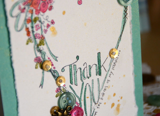 Thank you card by May Flaum using 28 Lilac Lane Limited Edition "Fall Mix" from Buttons Galore & More