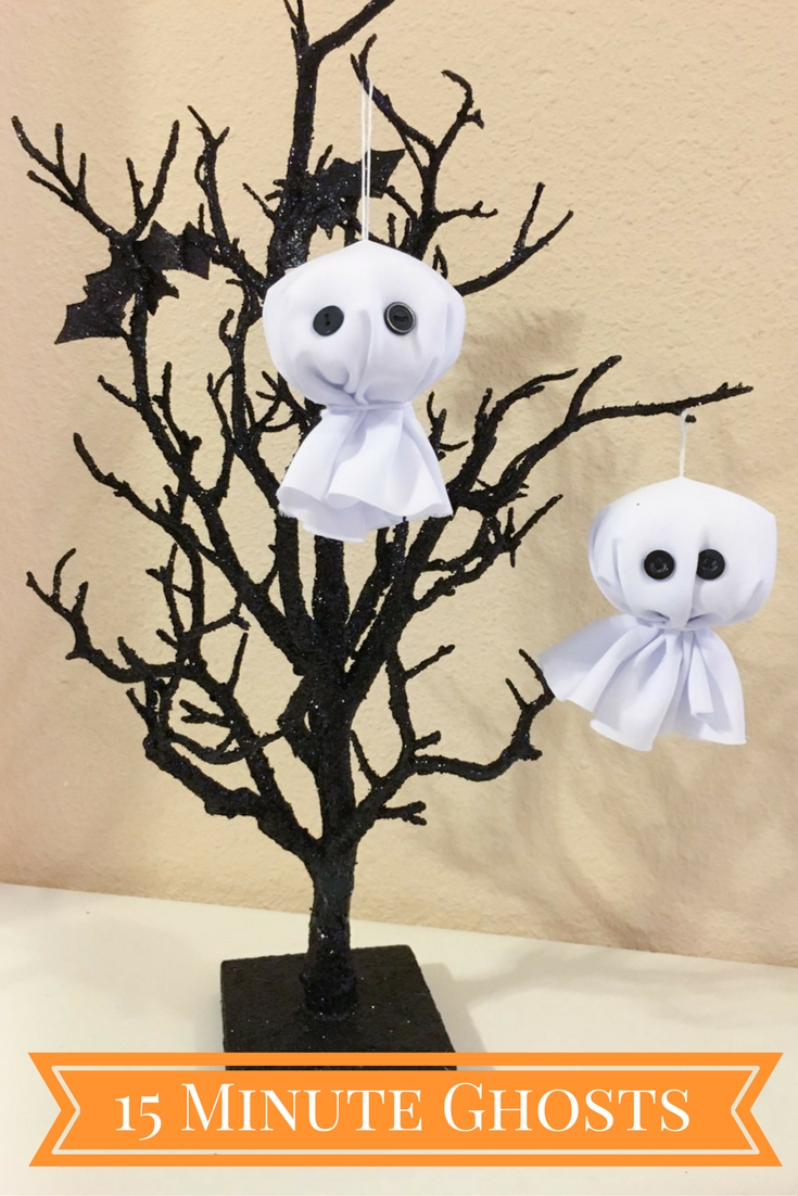 Make cute ghost ornaments in 15 minutes! | by Nancy Nally for buttonsgaloreandmore.com