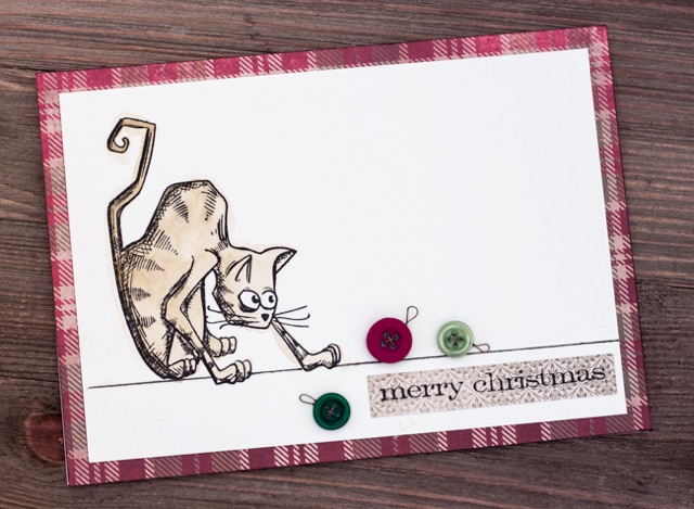 Christmas Cat Card by Nancy Nally for Buttons Galore