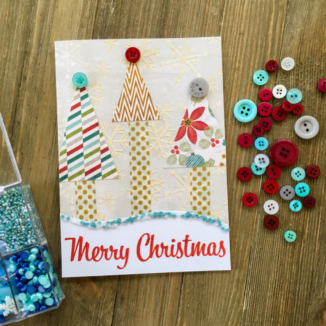 Retro Merry Christmas Card by Nancy Nally for Buttons Galore