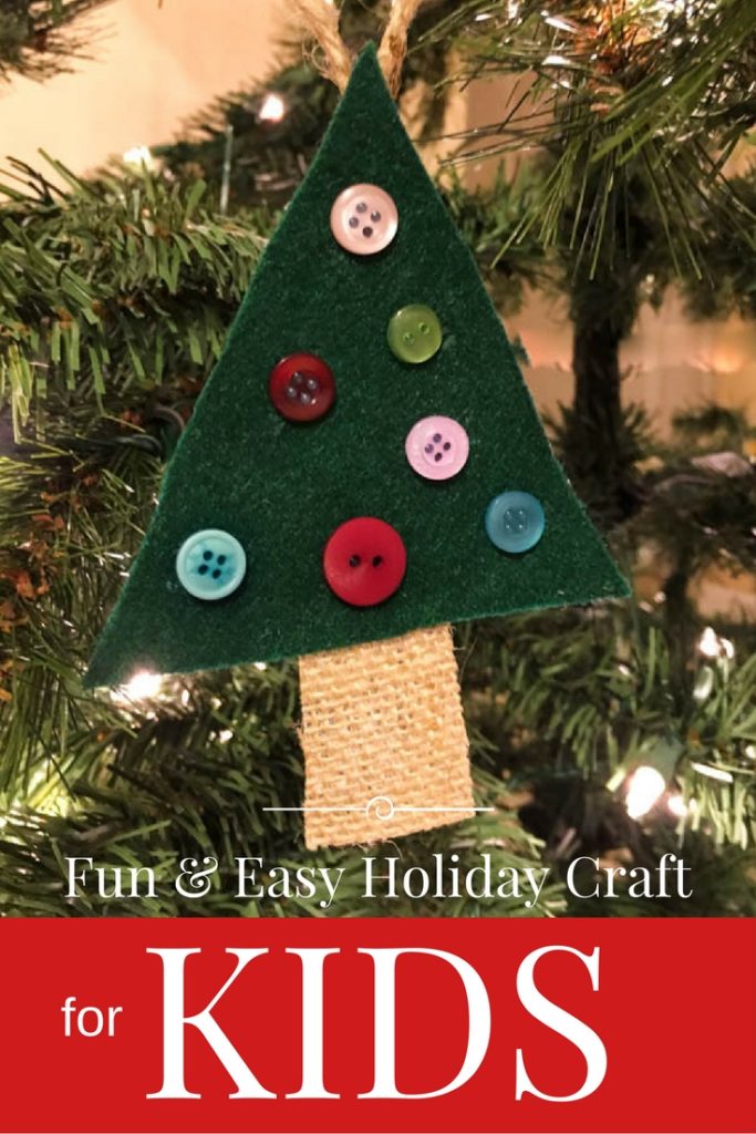 Felt Christmas Tree Ornament for kids of all ages - easy and fun! Great for family parties or class activity. | www.buttonsgaloreandmore.net