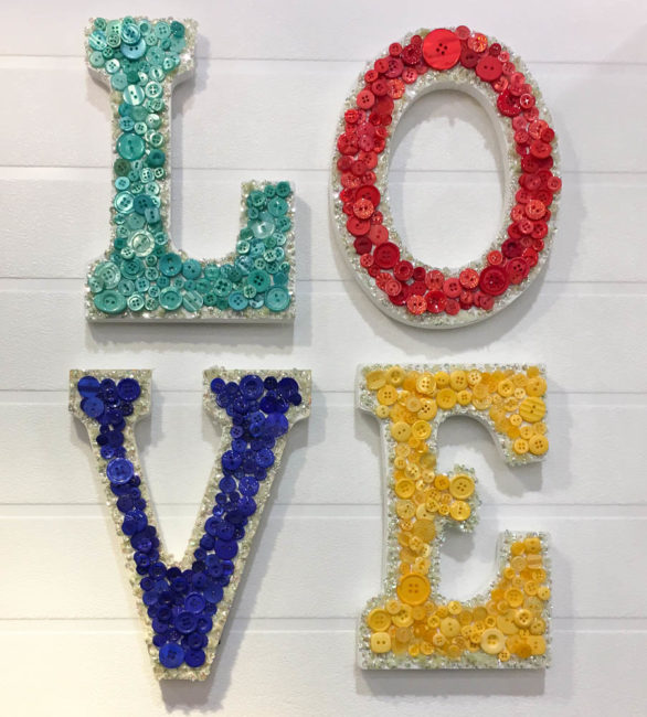 LOVE button wall art