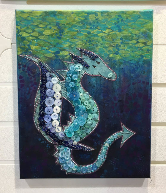 button sea monster wall art