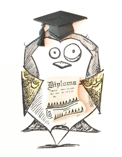 Crazy Bird Grad Card close-up