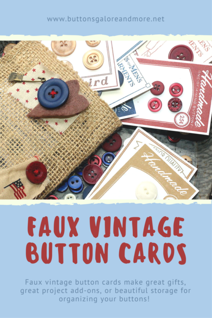 Faux Vintage Button Cards in a tote - great for gift giving, storage, or using right on mixed media and paper craft projects! 