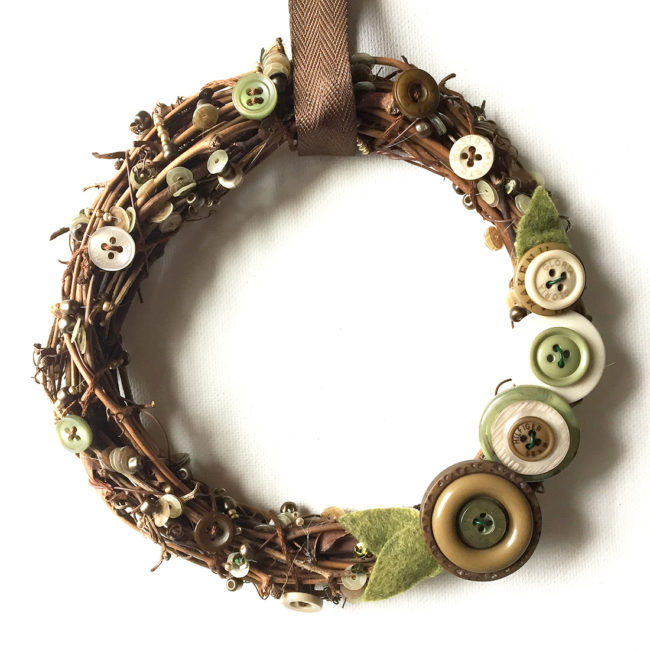 rustic vine wreath with buttons and embellishments from 28 Lilac Lane by Anaya Whye