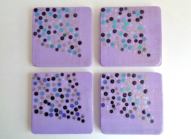 DIY Sequin Coaster Set