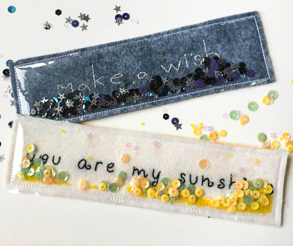 sequin filled bookmarks