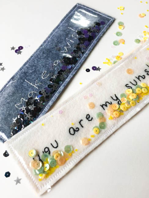 sequin filled bookmarks