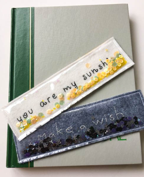 sequin filled bookmarks