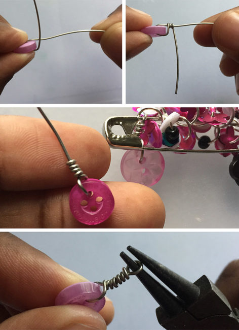 sequin safety pin jewelry assembly